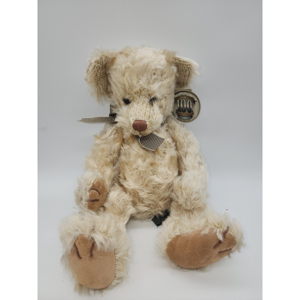 Russ Berrie Claridge Teddy Bear 100th Anniversary Collection Plush Cream Bow